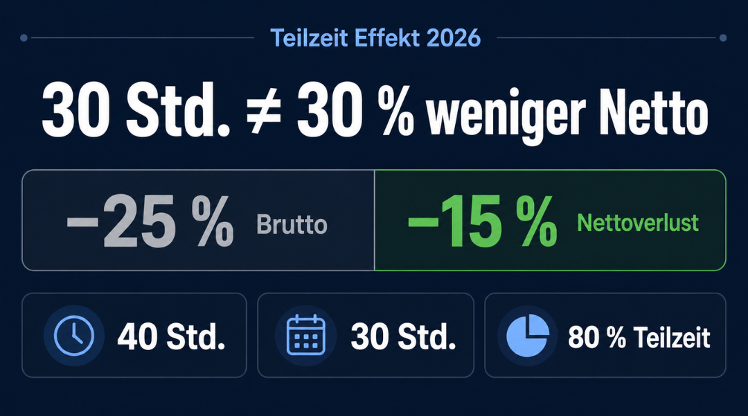 Teilzeit 30 Stunden Netto Effekt Vergleich Brutto und Nettoverlust