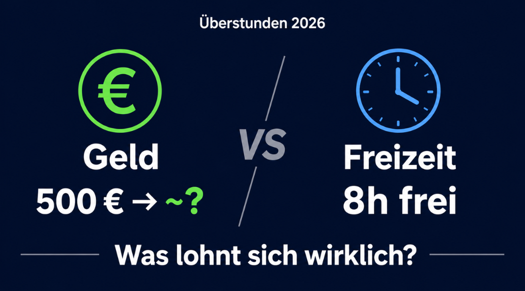 Überstunden 2026 Vergleich Auszahlung vs Freizeitausgleich mit Netto Frage und Stunden